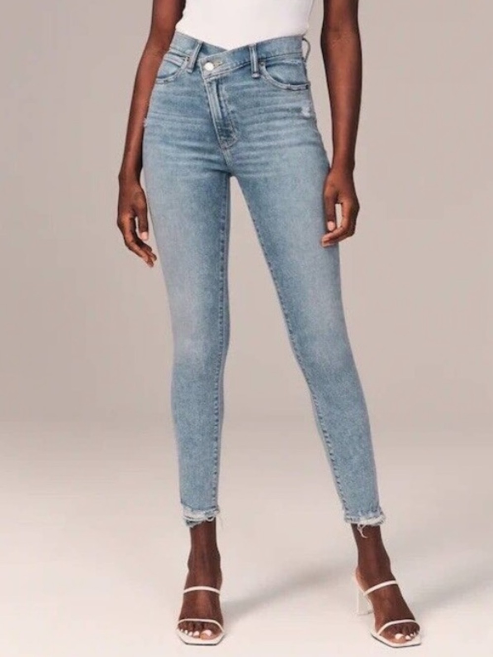 Abercrombie & Fitch Curve Love Super Skinny Ankle High Rise Jean Crossover Waist